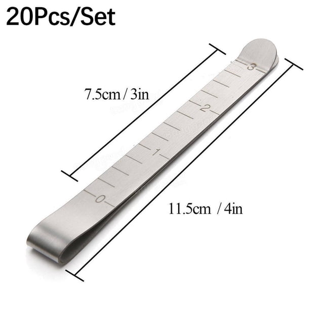 Clip De Prensado De Costura De Metal De 20 Piezas, Clips De Dobladillo De Acero Inoxidable Con Regla Integrada, Regla De Medición De Tela Noticed HA022938-00