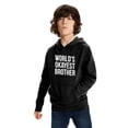 thumbnail image 3 of Worlds Okayest Brother Sweatshirt Funny Shirts Big Brother Sister Gift Hoodie Black, 3 of 6