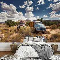 wall26 - Old Rusty Cars in Abandoned Town Along Historic Us Route 66, Arizona - Removable Wall Mural | Self-Adhesive Large Wallpaper - 100x144 inches