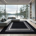 thumbnail image 2 of ODIKA 8'x10' Washable Area Rug Alfombras Minimalist Solid Subtle Striped Border Para Habitacion for King Size Bedroom Under Bed, Master Suite, Non-Shedding, Easy Care, 2 of 7