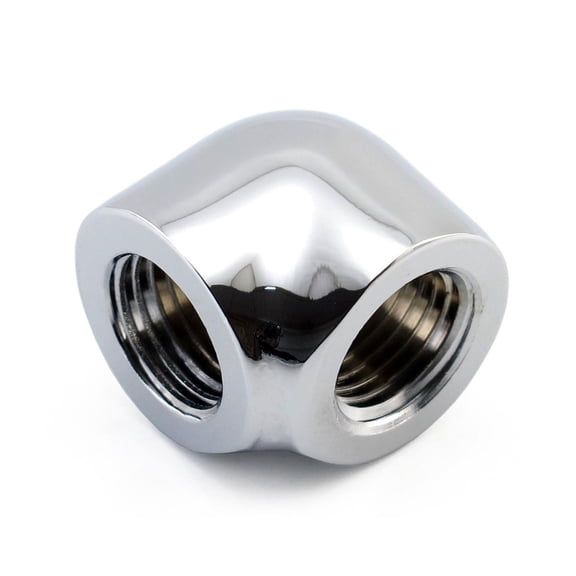 XSPC G1/4" Female to Female 90 Degree Elbow Fitting, Chrome