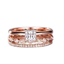 Vintage 2 Ct Moissanite Diamond Trio Wedding Ring Set In Rose Gold