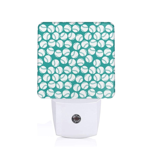 Balery Green Baseball Luz Nocturna LED con Sensor Automático, Enchufe con Sensor Crepuscular, Luz Suave de 0.5W para Dormitorio, Pasillo, Baño-EU