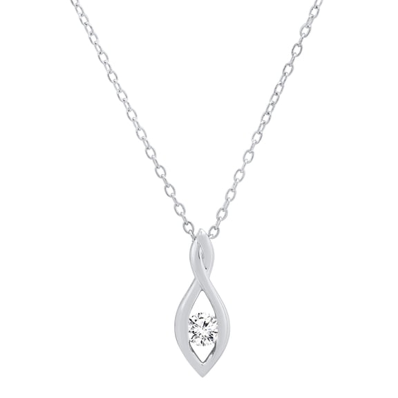 Dazzlingrock Collection Round White Diamond Solitaire Infinity Twist Pendant for Women with 18 Inch Silver Chain (0.24 ctw, Color I-J, Clarity I2-I3) in 10K White Gold