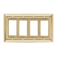 thumbnail image 1 of Monarch Abode 4-Gang Rocker Wall Plate, Architectural Decorator Metal Switch Wall Plate, Decorative Light Switch Cover Plate for Electrical Outlet, Brushed Gold, 1 of 7