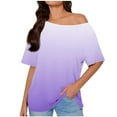 thumbnail image 3 of TaTaai Off Shoulder Loose Short Sleeved Home Top, Women Slanted Neck Printed Style, Regular Length, Spring Summer Daily Leisure Clothing Gift, 3 of 6