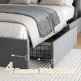 thumbnail image 6 of Gewnee Full Size Bed Frame with 4 Storage Drawers and Wingback Headboard,Button Tufted Design,No Box Spring Required,Dark Grey, 6 of 9