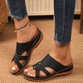 thumbnail image 2 of Pandaie Orthopedic Wedge Sandals for Women Summer Casual Open Toe Wide Width Platform Slip on Boho Casual Walking Slippers with Arch Support Black Size 6.5, 2 of 5