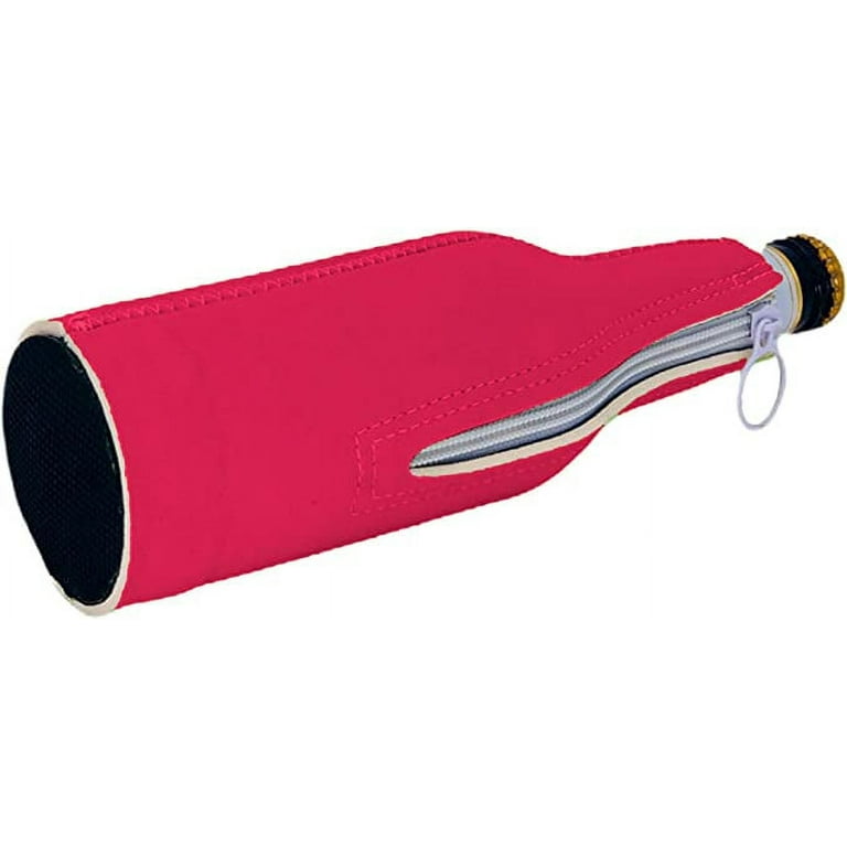 Zipper Beer Bottle Koozie (Hot Pink)