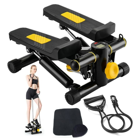 CPWVKI Mini Stepper with Resistance Bands Step Machine Portable Stair Equipment for Legs Glutes Exercise Home Office Workout