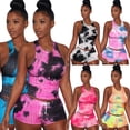thumbnail image 3 of Akmipoem Two Piece Workout Sets Women Tie Dye Outfits Gym Yoga Shorts Crop Tank Sets, 3 of 5