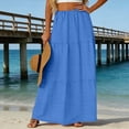 thumbnail image 2 of Arlun Women's Summer Casual Elegant Layered Tiered Maxi Skirts Elastic High Waisted Eyelet A Line Flowy Long Skirts with Pockets Loose Comfort Solid Color Vacation Skirt 2026 Blue XL, 2 of 5