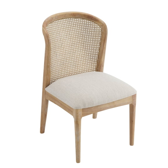 GDF Studio Rustic Dining Chairs with Cane Webbing, Set of 2, Beige