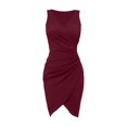 thumbnail image 1 of Vestido sexy de fiesta sin mangas con cuello en V, plisado y color liso para mujer, 1 of 4