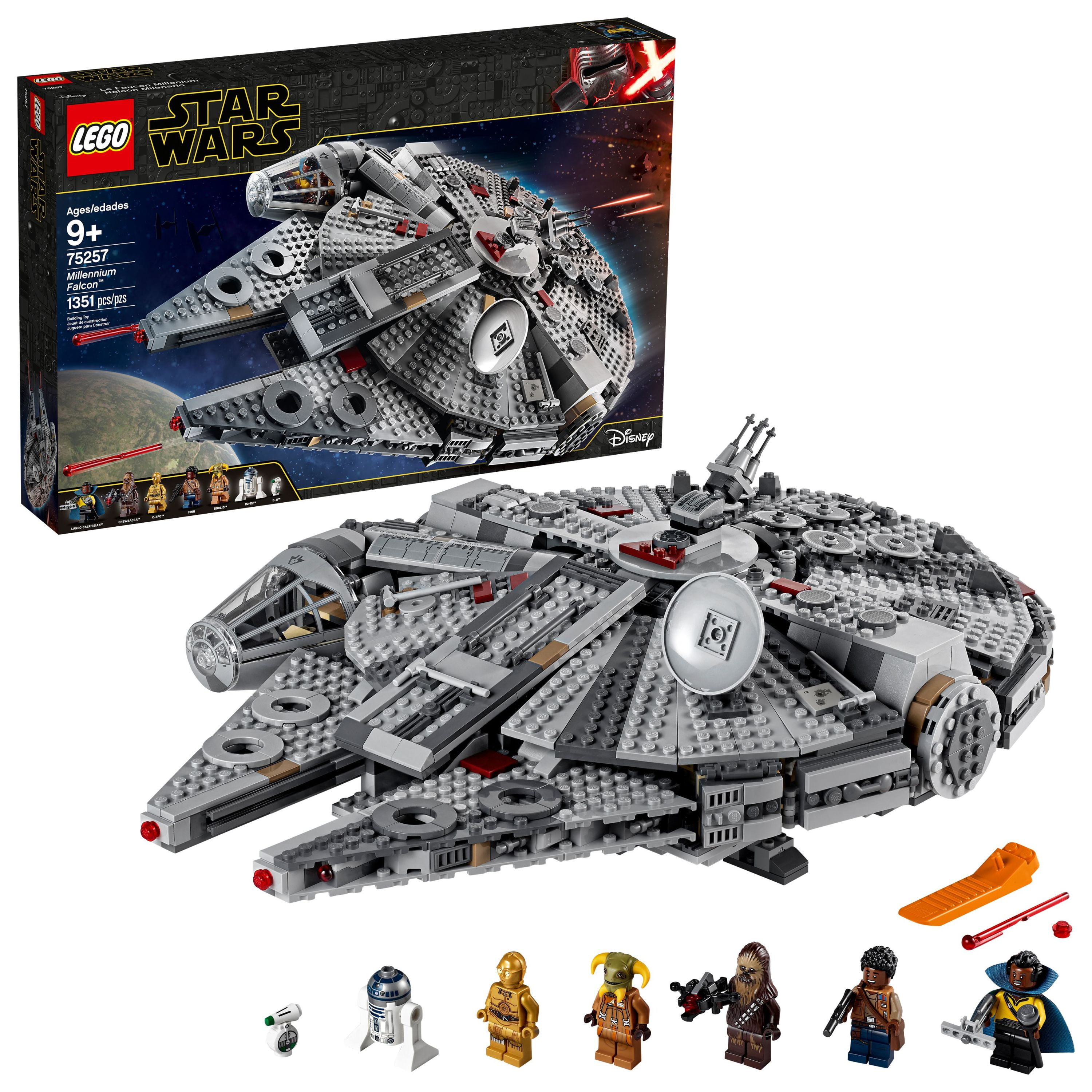 LEGO Star Millennium Falcon Building Set - Starship Model Finn, Chewbacca, Lando Calrissian, Boolio, C-3PO, R2-D2, and D-O Minifigures, The Rise Skywalker Movie Collection - Walmart.com