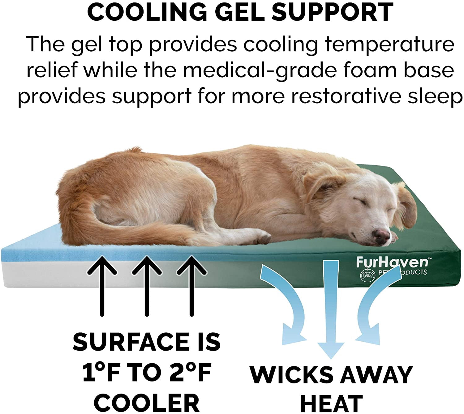 FurHaven Pet Products Indoor/Outdoor Oxford Cooling Gel Top Deluxe Mattress Pet Bed for Dogs & Cats - Forest, Jumbo