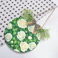 thumbnail image 4 of Lush White Roses with Green Leaves Front Door Porch Decoration Hanging Sign with Artificial Green Plants and Bow for Home Outdoor Indoor, 4 of 7