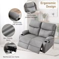 thumbnail image 7 of 2-Seater Faux Leather Double Recliner Couch with Storage Pockets for Couples Movie Nights Light Grey Reclining Loveseat Sofa Cozy Living Rooms, 7 of 7