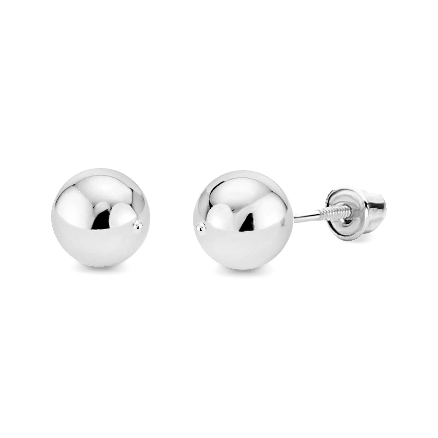 Solid 14k White Gold Polished 4mm Ball Post Earrings 