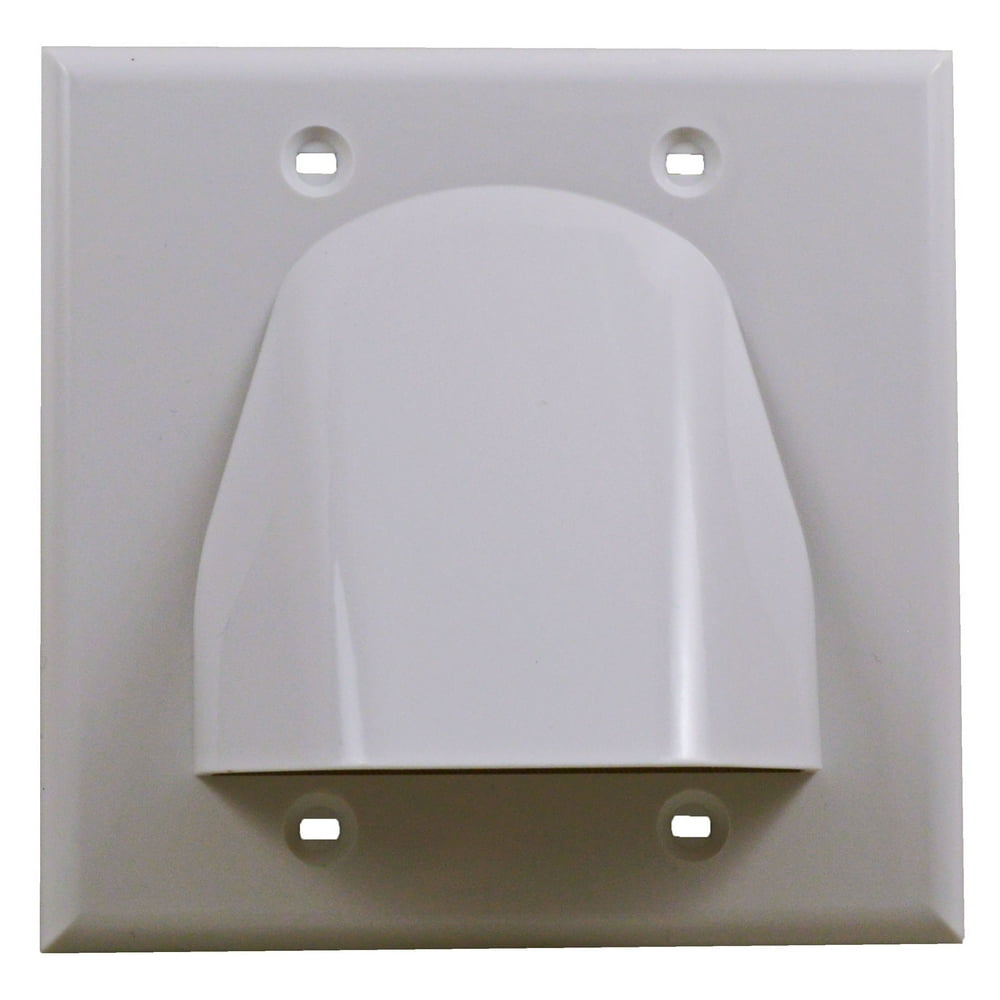 White Double-Gang Low Voltage Cable Pass Through Wall Face Plate