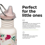 Klean Kanteen 12 oz Classic Kids Sippy Bottle - For Little Hands - With Dust Cover & Attachable Loop - Durable, BPA-Free, Stainless Steel Material - Fits Interchangeable Caps - Leaping Unicorns