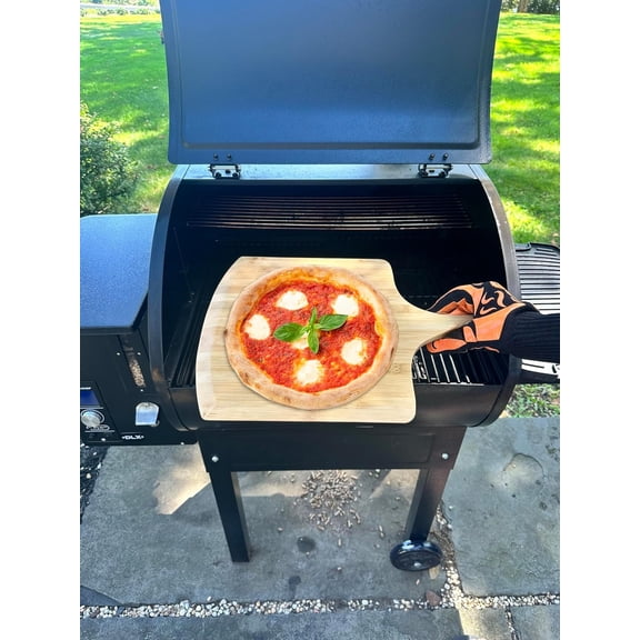 Extra-Large Bamboo Pizza Peel, 18" x 14" Wood Pizza Paddle for Transferring & Serving, Durable Natural Cutting Board for Pizza, Bread, Cheese & Pastry, Tan