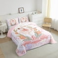 thumbnail image 3 of jejeloiu Ballet Girl Queen Comforter Set,Cute Bowtie Bowknot Bedding Sets,Pink Tulip Flower Bedding Comforter Set For Child,Ultra Soft Home Decor Reversible,3pcs, 3 of 8