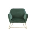 thumbnail image 3 of Kyra 29.5" Green Velvet Accent Chair - Modern Glam Lounge Chair with Gold Metal Base for Living Room or Bedroom Seating, 3 of 6