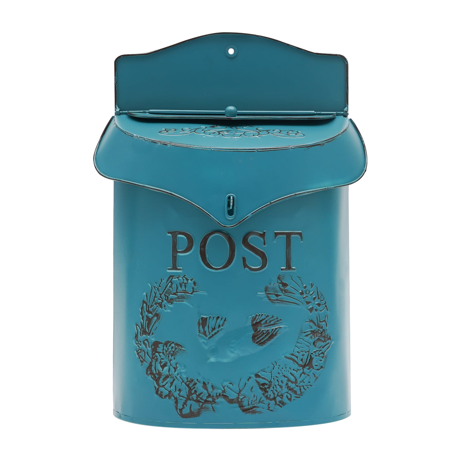 Mailboxes for Homes, Vintage Blue Inspired Shabby Post Mailbox, Wall Mounted Mailbox for Outdoor Vintage Garden Decoration