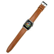 Apple Watch Strap - Calf Leather Watch Band - Havana - Fits 38mm Series 1 & 2 Apple Watch [Silver Adapters]