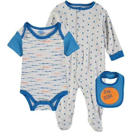 Bon Bebe Boys 0-9 Months Basketball 3 Piece Coverall Set (Grey 3/6 Months)