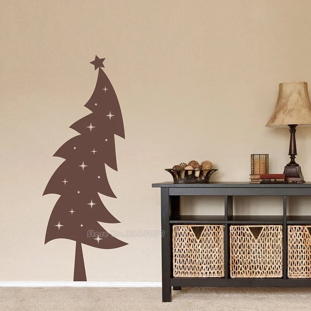 Calcomanías de pared de árbol de Navidad DIY, pegatinas de ventana, papel tapiz de pared impermeable de PVC, decoración navideña para el hogar, sala de estar para niños LL2186