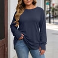 thumbnail image 2 of yillto L-4XL Womens Tops Long Sleeve Blouse Fall Trendy Loose Casual Crew Neck Plus Size Top, 2 of 6