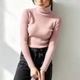 thumbnail image 5 of XRoczxe Women Ribbed Turtleneck Long Sleeve Knit Top, Slim Fit Basic Pullover, Versatile Fall Winter Layering Sweater, 5 of 8