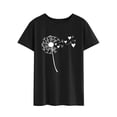thumbnail image 3 of TWZH Women Dandelion Graphic Print Short Sleeve Tee Heart Graphic T-Shirt, 3 of 6
