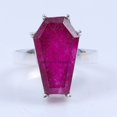 thumbnail image 4 of Natural Ruby Pink Gemstone Coffin Ring, Wedding Engagement Birthday Anniversary Mom Dad Husband Wife Girlfriend Boyfriend Son Daughter Unique Gifts Ring, July Birthstone Gifts Ring (ruby, Size 7), 4 of 5