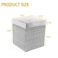 thumbnail image 2 of 2 PCS Outdoor Patio Ottoman, All-Weather Grey Brown Wicker Rattan Outdoor Footstool Footrest Seat with Dark Grey Cushion, 2 of 8