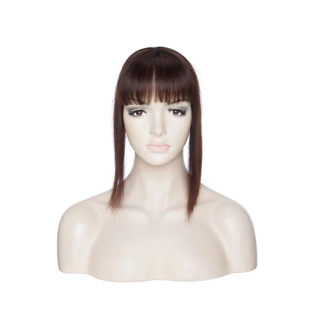 MY-LADY Silk Mono Base Clip in Topper 100% Remy Human Hair Extensions Women Toupee Hairpiece with Bangs for Thinning Hair
