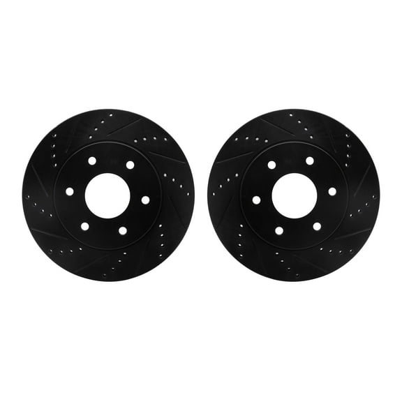 Dynamic Friction Company Front Brake Rotors-Drilled and Slotted-Black 8002-67011