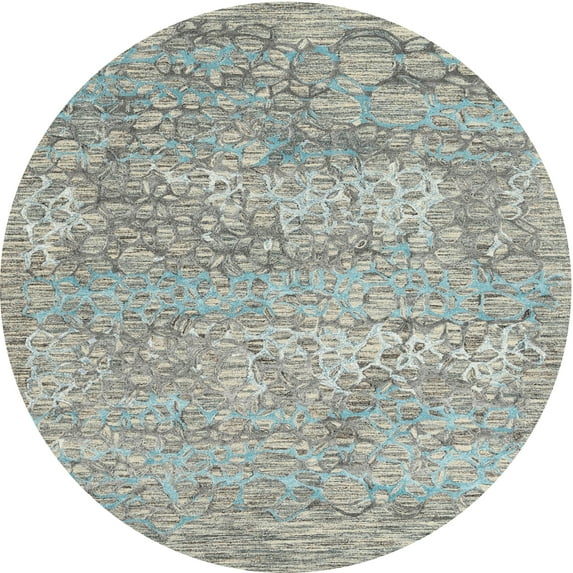 Ahgly Company Machine Washable Indoor Round Contemporary Silver Gray Area Rugs, 4' Round