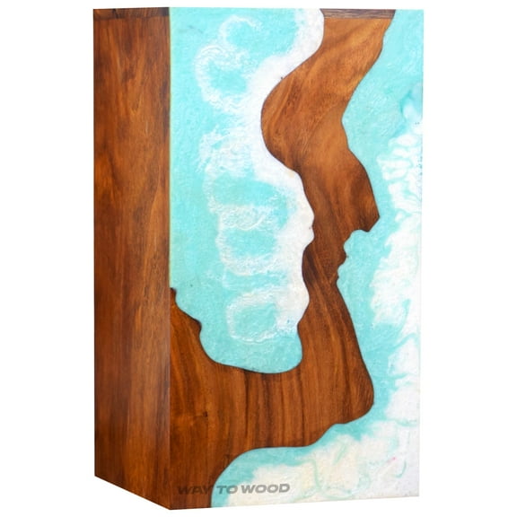 Wooden Urn for Human Ashes Adult Male, Female – Personalized Cremation Urns - Ocean Wooden Resin Urn for Burial & Home Memorial - Decorative Urn Box for Pet Ashes