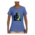 thumbnail image 2 of Wild Bobby, Colorful Cosmic Neon Astronaut Lunar Spaceman Moon Galaxy, Fashion, Women Graphic Tee, Light Blue, 3X-Large, 2 of 4