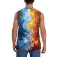 thumbnail image 4 of Fotbe Men's Red And Blue Flame Waves Print Men's Sleeveless Muscle Tank Tops Casual T-Shirts for Gym Workout Beach-XX-Large, 4 of 8