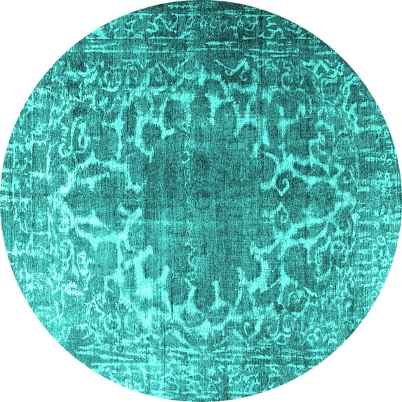Ahgly Company Indoor Round Persian Turquoise Blue Traditional Area Rugs, 4' Round