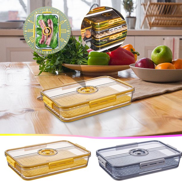 Ganfancp con Temporizador, Recipiente de Almacenamiento de Alimentos de Alta Calidad, Utilizado para El Refrigerador, con La Cubierta Del Temporizador de Frescura Y, Adecuado para Mantener Fresco En