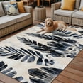 thumbnail image 2 of Fsddascl Navy Blue Palm Leaf Outdoor Rug for Patio/Deck/Porch, Non-Slip Large Area Rug 4 x 6 Ft, Tropical Botanical Vintage Leaves Indoor Outdoor Rugs Washable Area Rugs, Camping Rug Carpet, 2 of 5