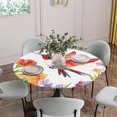 thumbnail image 5 of Spring Floral Round Tablecloth for 45-54 Inch Tables,Fitted Table Cover with Elastic Edge,Pastoral Summer Botanical Flowers Birds Waterproof Outdoor Table Cloth Protector for Patio Garden Dinner, 5 of 9