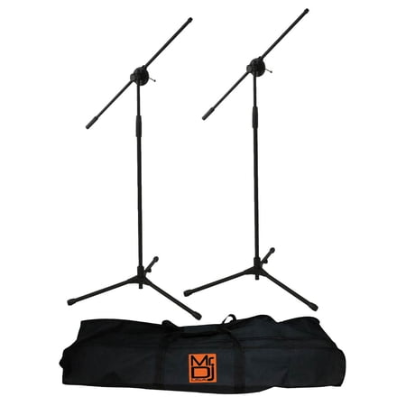 MR DJ MS600PKG 2 Microphone Stands with Mic Holder Clips & Carry Bag