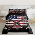thumbnail image 2 of Manfei Ice Hockey Lover Full Size Comforter Sets, Sports Player Bedding Comforter Set, Vintage American Flag Reversible Bedding Sets, Lightweight Room Decor, 3-Piece, 2 of 8