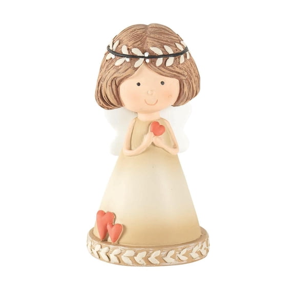 Shaded Coffee Brown Angel with Heart 3 inch Resin Decorative Tabletop Figurine